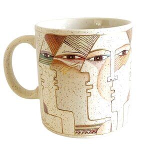 1990 Laurel Burch Native Spirit Face Painting Mug Coffee Cup 18K Gold Leafing